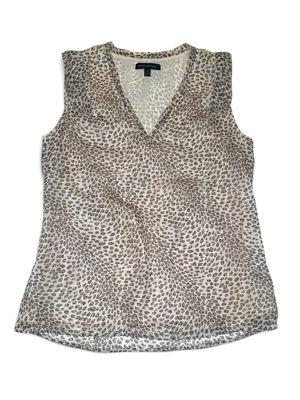 Banana Republic Leopard Print Sleeveless V Neck Blouse Top Small S Like New